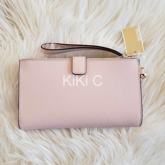 Michael Kors Jet Set Travel Double-Zip Wristlet powder blush  35F8GTVWOL - Picture 3 of 12